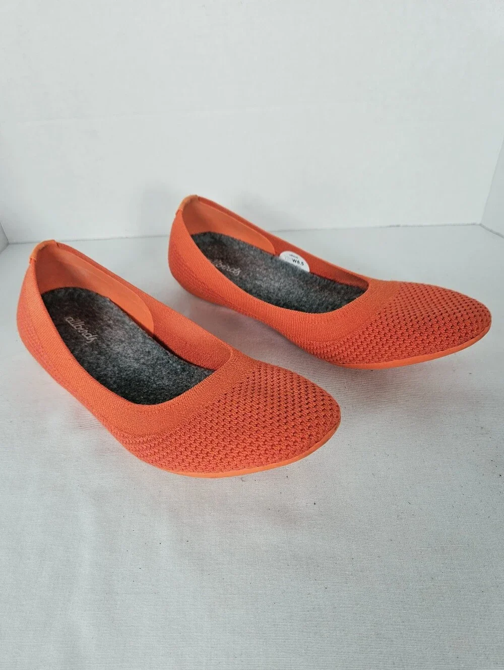 Allbirds Tree Breezers Orange Knit Ballet Flats Washable Shoes 8.5